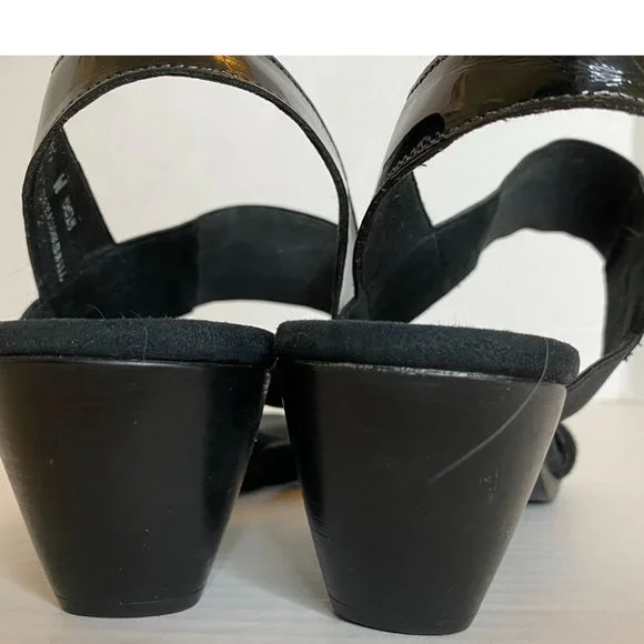 Munro Black Darling Mixed Media Strappy Open Toe Sandals Size 10.5W Elegant